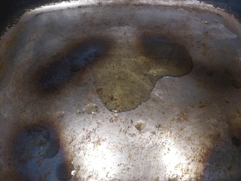 Oil in a baking pan