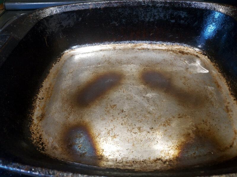 Oil rubbed into a baking pan