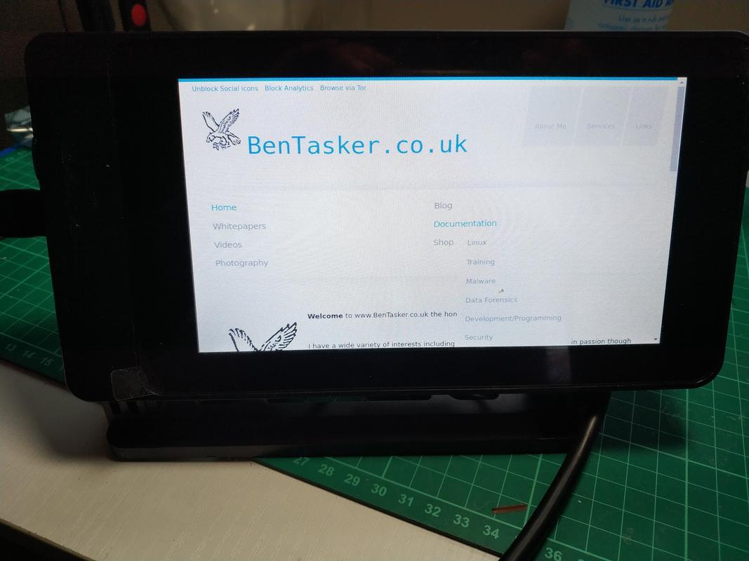 BenTasker.co.uk rendered on a Pi in Kiosk Mode