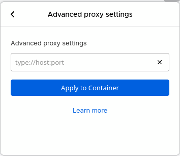 Container Advanced proxy settings