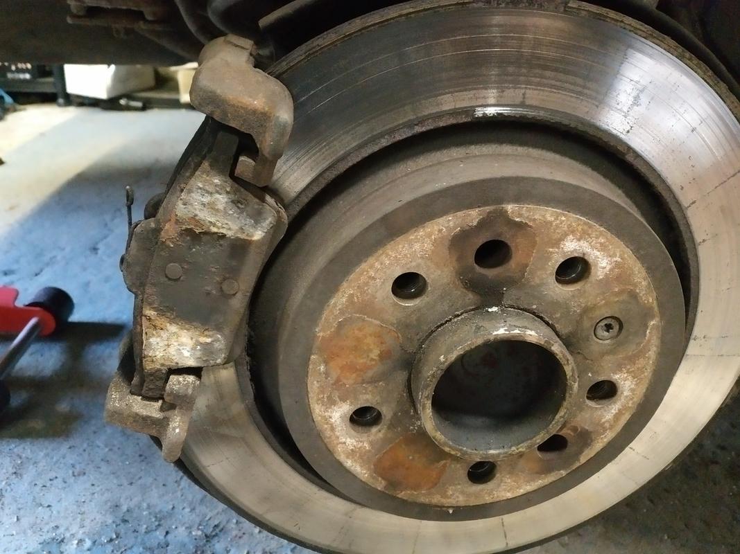 Exposed brake pads