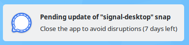 Pending update of "signal-desktop snap"